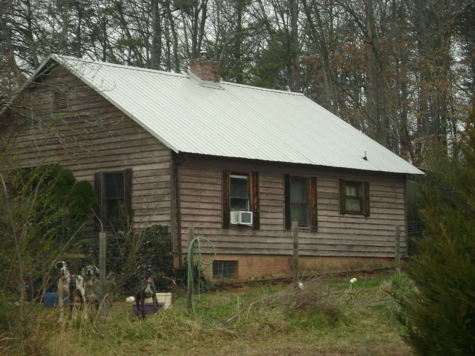 White metal roof on an old wood sided farmhouse, from a Asphalt Shingle Roof Repair job in Lee